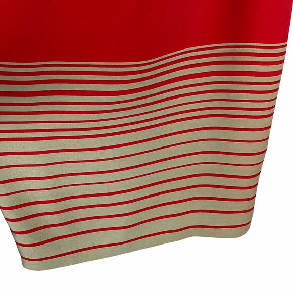 Moncho Heredia Spain Red Tan Striped Sleeveless Sheath Dress Size 10 - Picture 3 of 10
